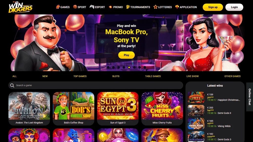 Win Diggers Casino - Unique Perk Award